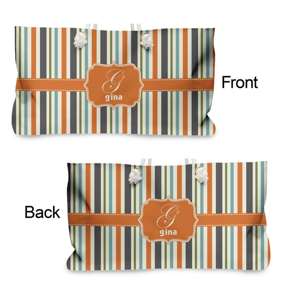 Orange & Blue Stripes Large Rope Tote - From & Back View