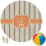 Orange & Blue Stripes Round Beach Towel (Personalized)