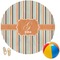 Orange & Blue Stripes Round Beach Towel (Personalized)