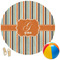 Orange & Blue Stripes Round Beach Towel (Personalized)