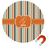 Orange & Blue Stripes Round Car Magnet - 10" (Personalized)