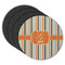 Orange & Blue Stripes Round Rubber Backed Coasters - Set of 4 (Personalized)
