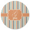 Orange & Blue Stripes Round Rubber Backed Coaster (Personalized)