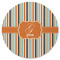 Orange & Blue Stripes Round Rubber Backed Coaster (Personalized)