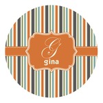 Orange & Blue Stripes Round Decal - Large (Personalized)