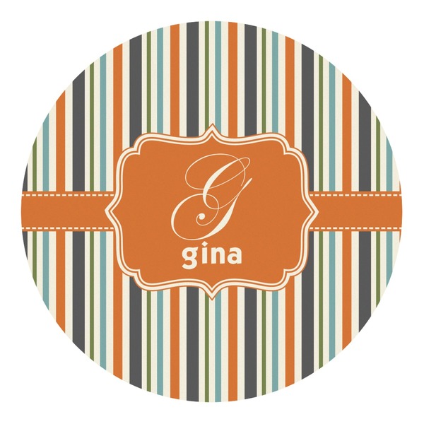 Custom Orange & Blue Stripes Round Decal - XLarge (Personalized)