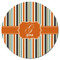 Orange & Blue Stripes Round Fridge Magnet - FRONT