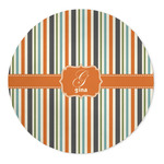 Orange & Blue Stripes 5' Round Indoor Area Rug (Personalized)