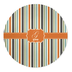 Orange & Blue Stripes 5' Round Indoor Area Rug (Personalized)