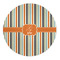 Orange & Blue Stripes Round Indoor Rug - Front/Main