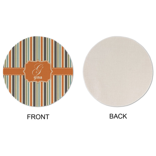 Orange & Blue Stripes Round Linen Placemats - APPROVAL (single sided)