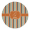 Orange & Blue Stripes Round Linen Placemats - FRONT (Double Sided)