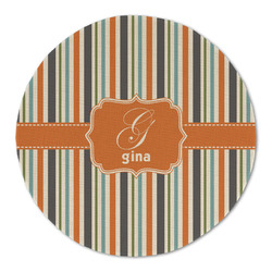 Orange & Blue Stripes Round Linen Placemat - Single Sided (Personalized)
