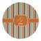Orange & Blue Stripes Round Linen Placemats - FRONT (Single Sided)