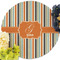 Orange & Blue Stripes Round Linen Placemats - Front (w flowers)