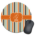 Orange & Blue Stripes Round Mouse Pad (Personalized)