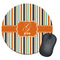 Orange & Blue Stripes Round Mouse Pad