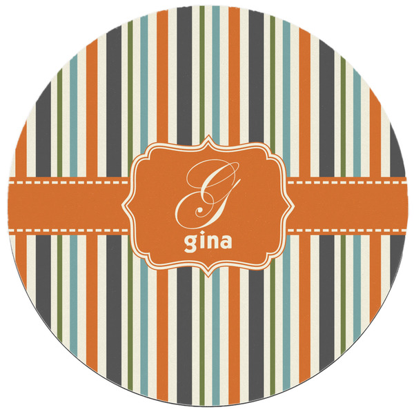 Orange & Blue Stripes Round Mousepad - APPROVAL