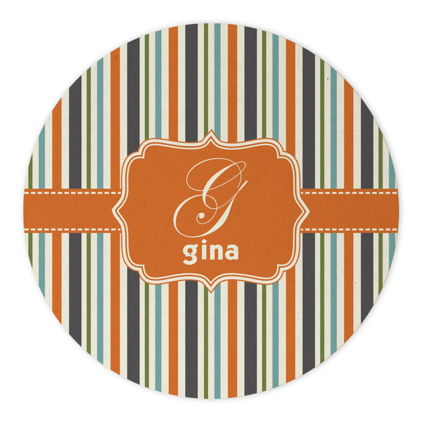 Orange & Blue Stripes Round Paper Coaster - Approval