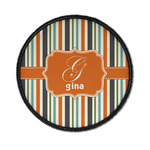 Orange & Blue Stripes Iron On Round Patch w/ Name and Initial
