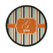 Orange & Blue Stripes Iron On Round Patch w/ Name and Initial