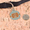 Orange & Blue Stripes Round Pet ID Tag - Large - In Context