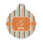 Orange & Blue Stripes Round Pet ID Tag - Small (Personalized)