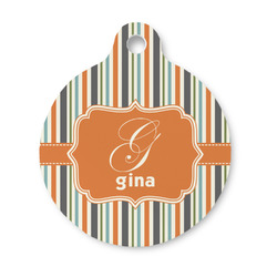 Orange & Blue Stripes Round Pet ID Tag - Small (Personalized)