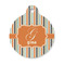 Orange & Blue Stripes Round Pet ID Tag - Small (Personalized)