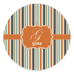 Orange & Blue Stripes Round Stone Trivet (Personalized)