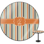 Orange & Blue Stripes Round Table (Personalized)