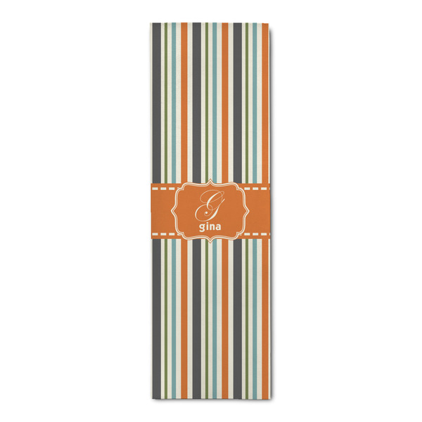 Custom Orange & Blue Stripes Runner Rug - 2.5'x8' w/ Name and Initial