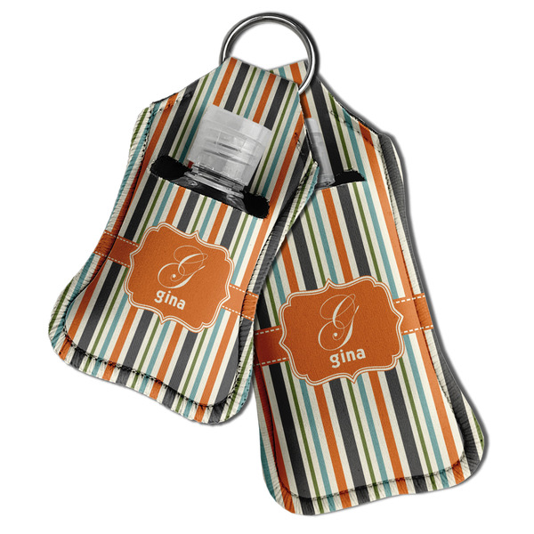 Orange & Blue Stripes Sanitizer Holder Keychain - Both in Case (PARENT)