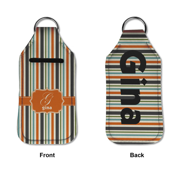 Orange & Blue Stripes Sanitizer Holder Keychain - Large APPROVAL (Flat)