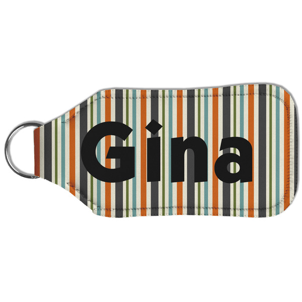 Orange & Blue Stripes Sanitizer Holder Keychain - Large (Back)