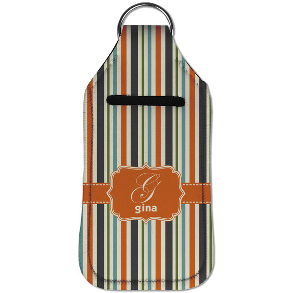 Orange & Blue Stripes Sanitizer Holder Keychain - Large (Front)