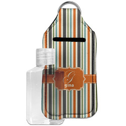Orange & Blue Stripes Hand Sanitizer & Keychain Holder - Large (Personalized)