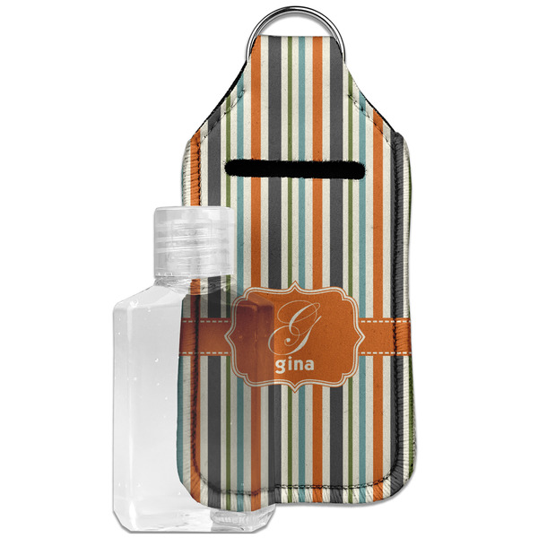 Custom Orange & Blue Stripes Hand Sanitizer & Keychain Holder - Large (Personalized)
