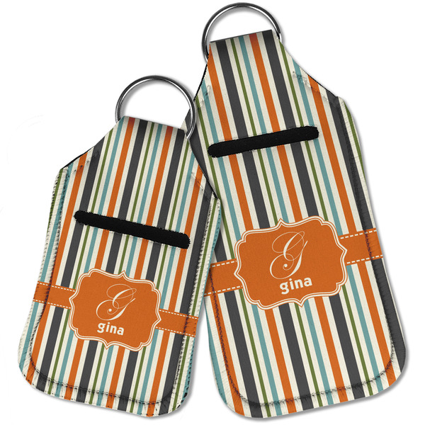 Orange & Blue Stripes Sanitizer Holder Keychain - Parent Main