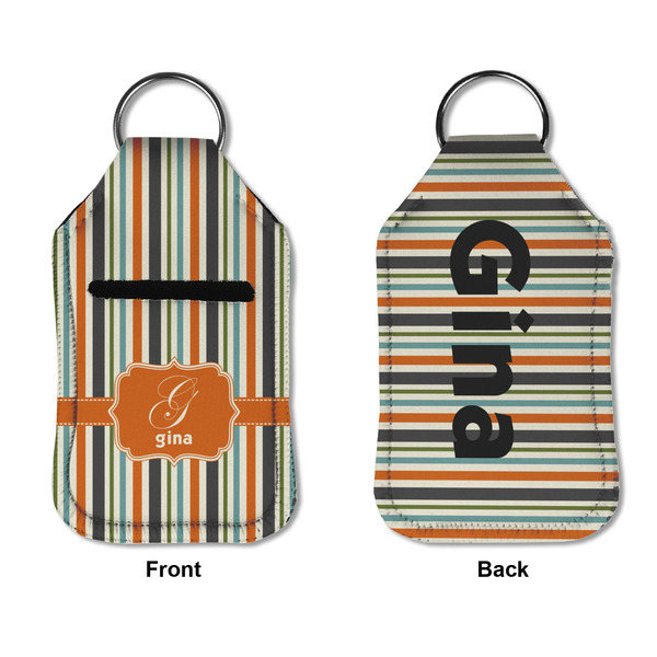 Orange & Blue Stripes Sanitizer Holder Keychain - Small APPROVAL (Flat)