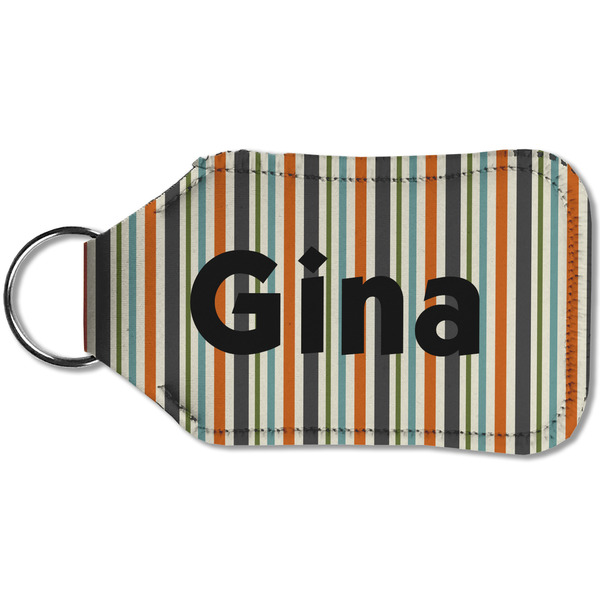 Orange & Blue Stripes Sanitizer Holder Keychain - Small (Back)