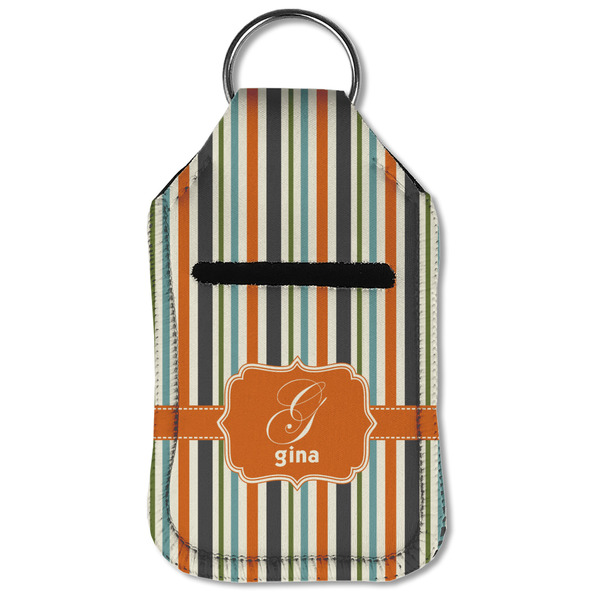 Orange & Blue Stripes Sanitizer Holder Keychain - Small (Front Flat)