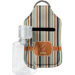 Orange & Blue Stripes Hand Sanitizer & Keychain Holder (Personalized)
