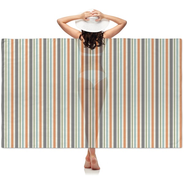 Custom Orange & Blue Stripes Sheer Sarong