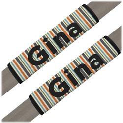 Orange & Blue Stripes Seat Belt Covers (Set of 2) (Personalized)