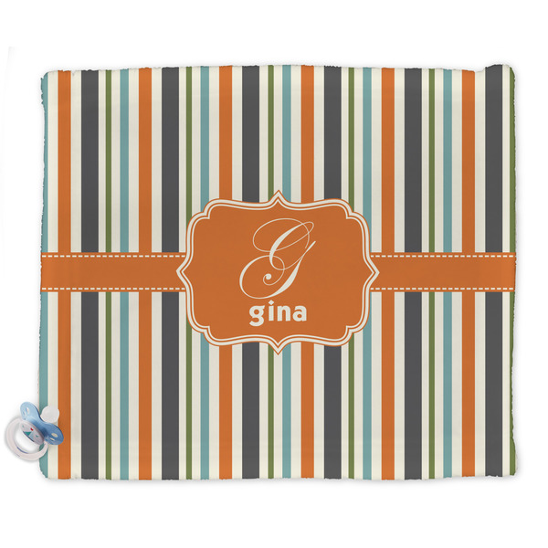 Custom Orange & Blue Stripes Security Blanket (Personalized)