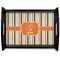 Orange & Blue Stripes Black Wooden Tray - Large (Personalized)