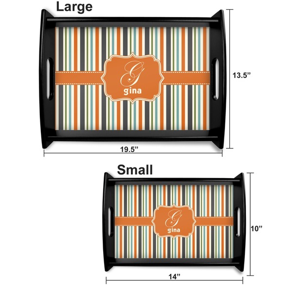 Orange & Blue Stripes Serving Tray Black Sizes