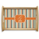 Orange & Blue Stripes Natural Wooden Tray - Small (Personalized)