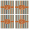 Orange & Blue Stripes Set of 4 Sandstone Coasters - See All 4 View